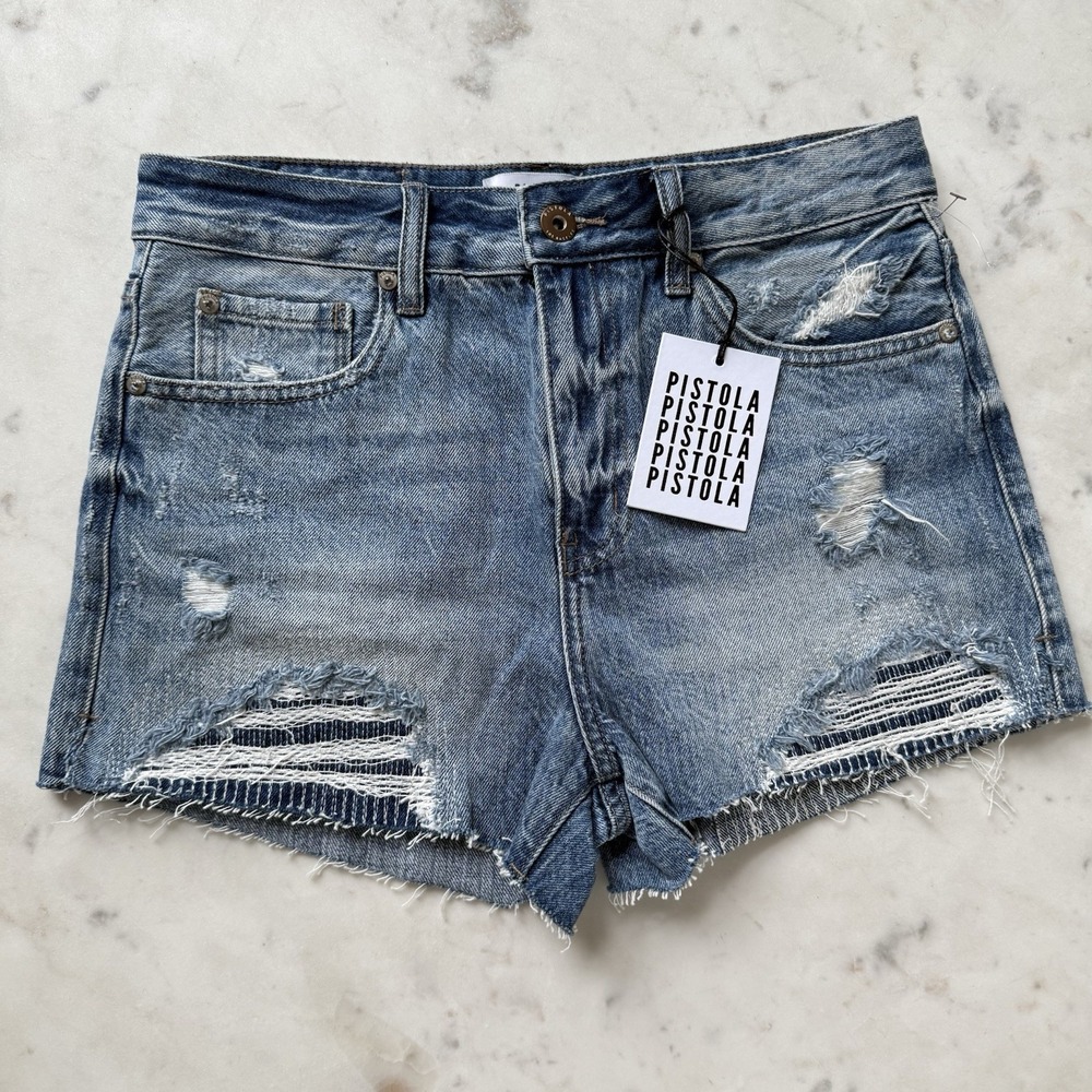 New Pistola Nova Shorts Womens Size 26 Dizzy Wash High Rise Distressed $108